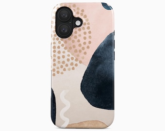 Blue Abstract Shapes Phone Case for iPhone 16 Pro Max, Samsung Galaxy S24 Plus