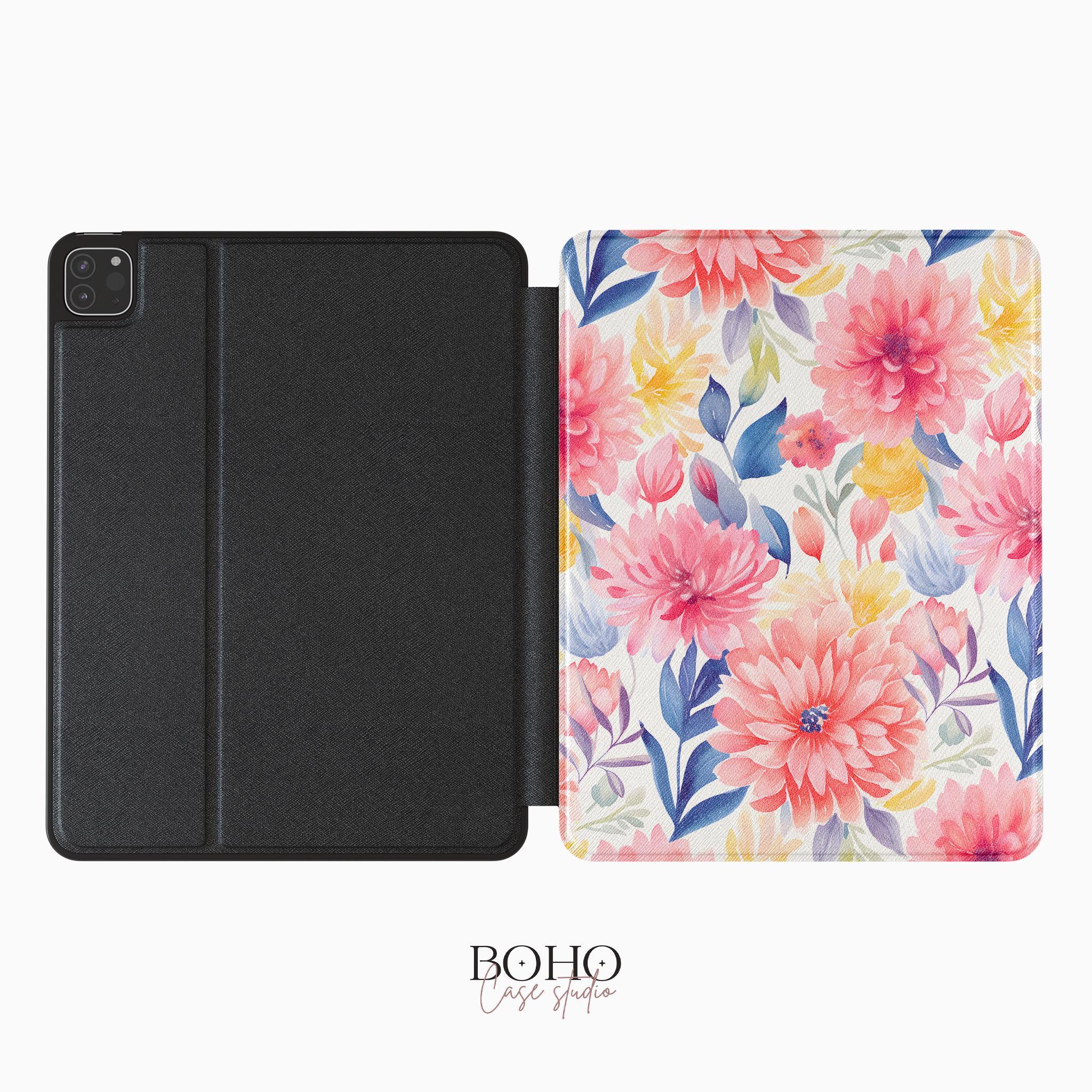 Custodia A Libro Con Portafoglio Per Google Pixel 8 - Motivo Floreale Rosa Con 8 Slot Carte - 5