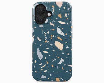 Blue Terrazzo PPhone Case for iPhone 17 Pro Max, Samsung Galaxy S26 Ultra Plus