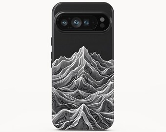 Funda para teléfono con diseño topográfico de montaña para Google Pixel 10 Pro XL, iPhone 16 Pro Max