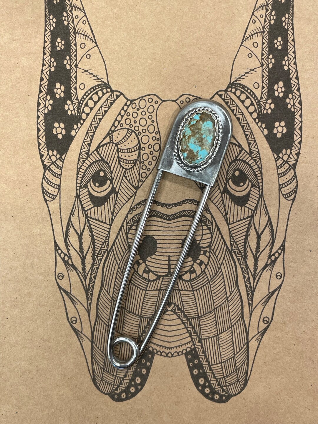 Braylonjumbo Safety Pin Keychain With Turquoise Etsy