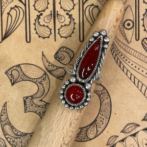 Edna-Red Onyx Carnelian Double Stone Ring