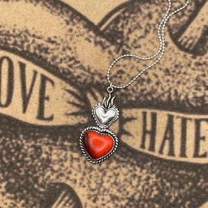 Rosalia - Red Rosarita Sacred Heart Mini Pendant