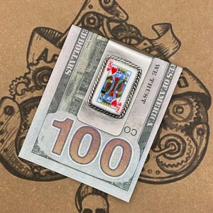Newton-Money Clip com Carta de Baralho Rei de Copas