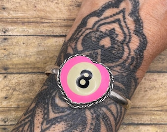 Saige-Pink Billiard 8-Ball Heart Shaped Cuff