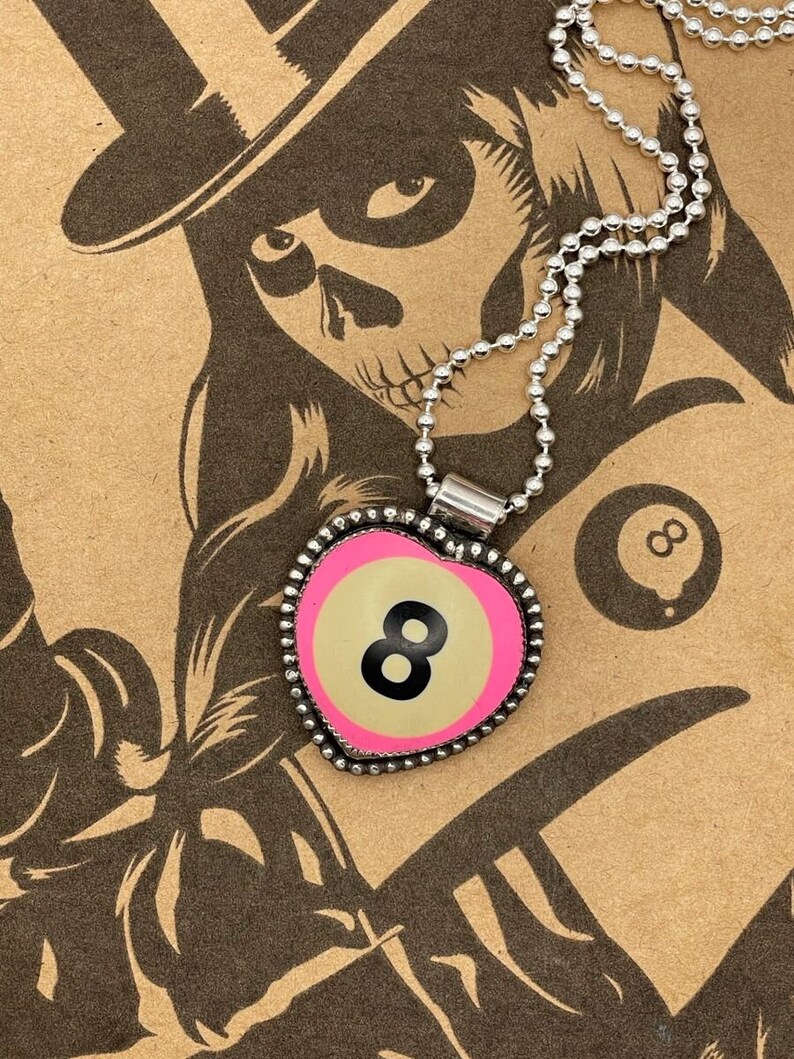 Skyler-pink Heart Billiard 8-ball Pendant - Etsy