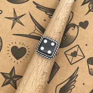 Zira-Vintage Schwarzer Würfel #4 Ring