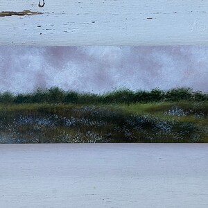 Rustic Meadow Painting on Wood Acrylic, Nature Wall Art, Hand-painted Landscape Artwork, Farmhouse Decor, New England Field Scene Gift