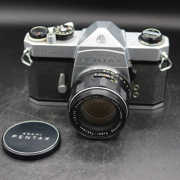 Pentax Spotmatic SLR Film Camera with 55mm f/1.8 Lens, Ready to Shoot.