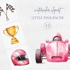 Clipart raceauto, roze raceauto clipart, meisje racen clipart, autocoureur, Grand Prix, Formule 1, raceauto aquarel clipart, png