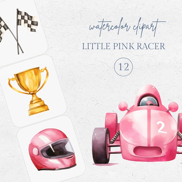 Race Car Clipart, Pink Race Car Clipart, Girl Racing Clipart, Race Car Driver, Grand Prix, Formula 1, racecar Watercolor clipart, PNG