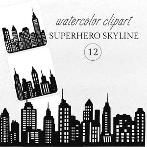 Imágenes prediseñadas de bloques de edificios de superhéroes y silueta de ciudad PNG de edificios de horizonte en SVG, paisajes urbanos con rascacielos y superhéroes