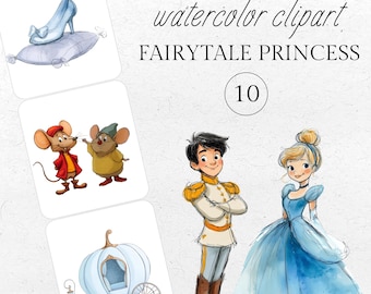 Cinderella Clipart Set, Princess Castle, Glass Slipper (Digital Download, PNG, 300dpi)