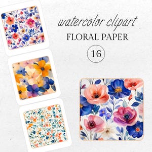 Pink Watercolor Floral Paper: Shabby Chic Scrapbook (Digital Download)