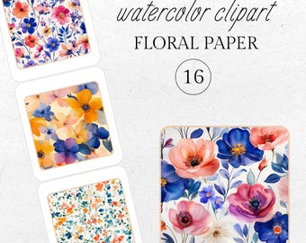 Pink Watercolor Floral Paper: Shabby Chic Scrapbook (Digital Download)