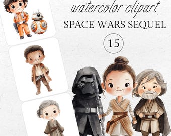 Space Wars Sequel Clipart: Jedi Kids Bundle (Digital Download)