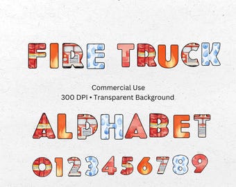 Firefighter Alphabet Clipart: 5 Sets, Uniform, Flame, Bricks (PNG Instant Download)