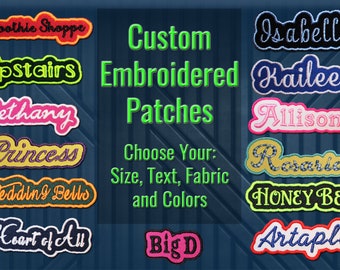 Custom Embroidered Patch Personalized Name or Text Iron On/Sew On with Outline