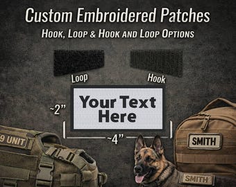 Custom Embroidered Name Patch – 4x2 Inch Tactical Gear, Dog Vest, Backpack Text Tag