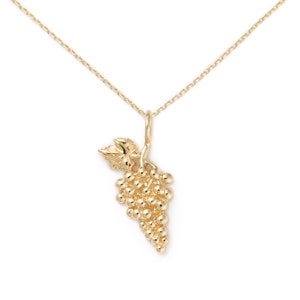 Grapes Necklace, Yellow Gold Plated by Delicacies Jewelry - every purchase helps fight hunger! (foodie gift, food jewelry)