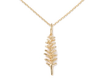 Rosemary Necklace Yellow Gold plated by Delicacies Jewelry - every purchase helps fight hunger! (foodie gift, food jewelry, gift for her)