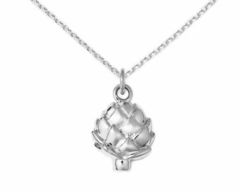 Artichoke Necklace Sterling Silver by Delicacies Jewelry - every purchase helps fight hunger! foodie gift, food jewelry