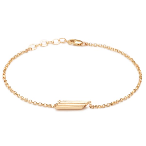 Pulsera Mini Penne Pasta, chapada en oro amarillo, de Delicacies Jewelry: ¡cada compra ayuda a combatir el hambre! (joyas de comida, regalo gastronómico)