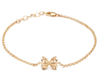 Gold Farfalle Pasta Bracelet, Delicacies Food Jewelry