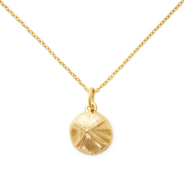 Momo Dumpling Necklace (Yellow Gold Plated) by Delicacies Jewelry - Every purchase donates to fight hunger.