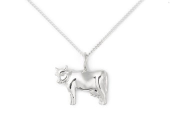 Cow Necklace Sterling Silver by Delicacies Jewelry - every purchase helps fight hunger! foodie gift, food jewelry