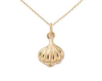 Garlic necklace, Yellow gold plated by Delicacies Jewelry - every purchase helps fight hunger! (foodie gift, food jewelry, gift for her)