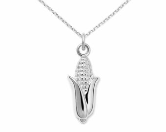 Corn Necklace Sterling Silver by Delicacies Jewelry Foodie Gift, Food Jewelry - every purchase helps fight hunger!