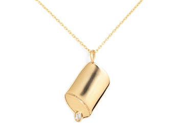 Canister Necklace, Yellow Gold Plated, The Salty Collection, Inspired by Morton Salt - every purchase fights hunger!