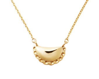 Empanada Necklace (Yellow gold plated) by Delicacies Jewelry - Every purchase donates to fight hunger.