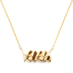 Rotini Pasta Necklace, Yellow Gold Plated, by Delicacies Jewelry every purchase helps fight hunger food jewelry, foodie gift image 1