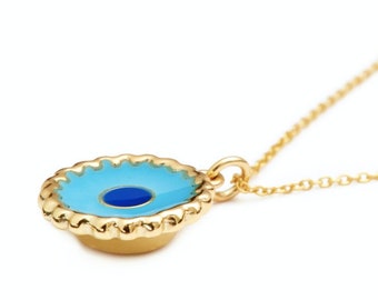 Evil Eye. Evil Pie necklace by Delicacies Jewelry - every purchase helps fight hunger! (food jewelry, foodie gift)