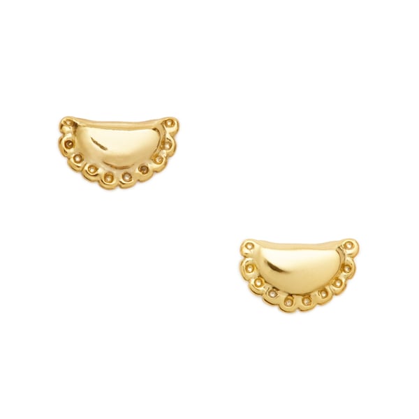 Pierogi Post Earrings (Yellow Gold Plated) by Delicacies Jewelry - Every purchase donates to fight hunger.