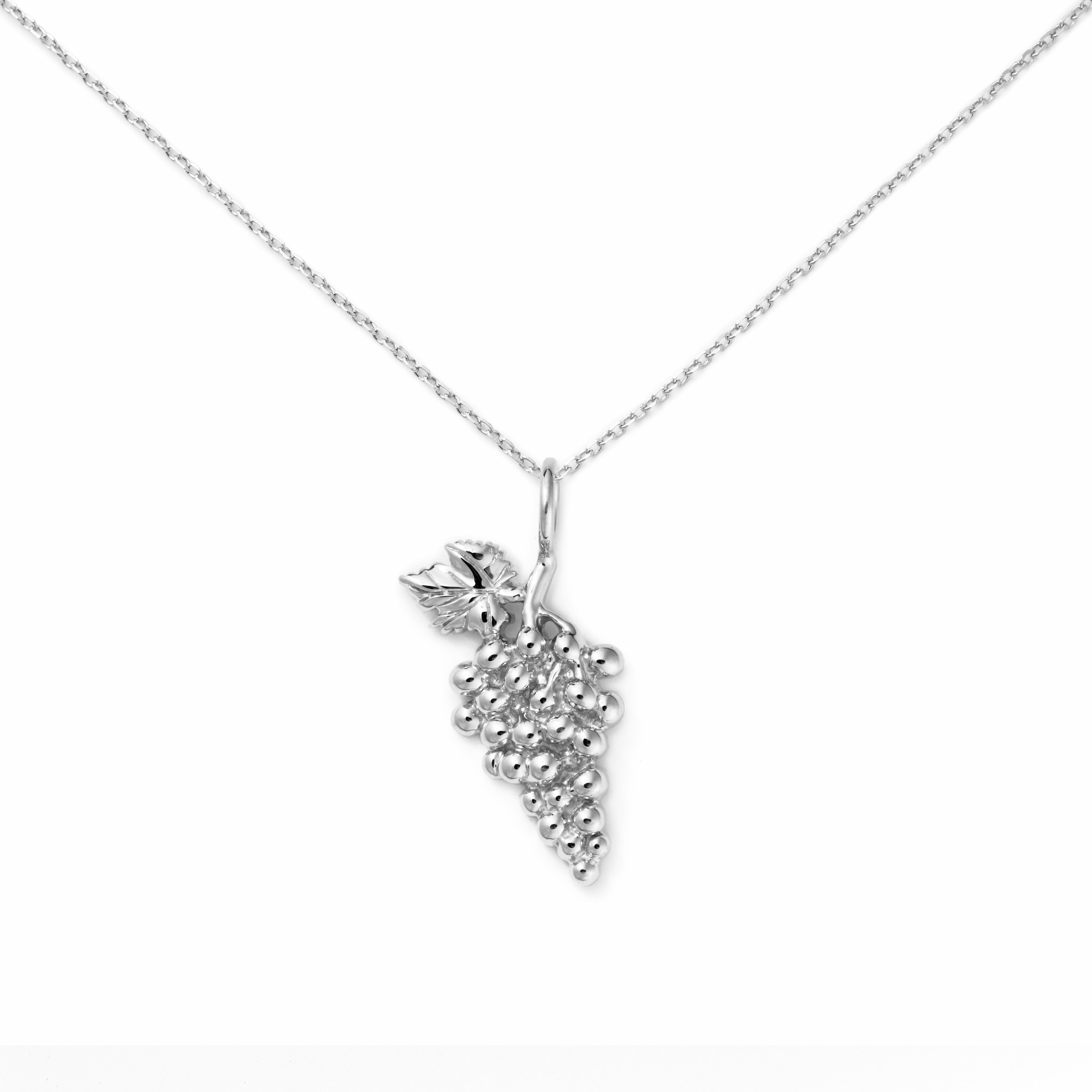 Grapes Necklace Sterling Silver by Delicacies Jewelry - every purchase helps fight hunger! foodie gift, food jewelry