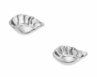 Potsticker Post Earrings (Sterling Silver) by Delicacies Jewelry - Every purchase donates to fight hunger.