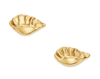 Potsticker Post Earrings (Yellow Gold Plated) by Delicacies Jewelry - Every purchase donates to fight hunger.