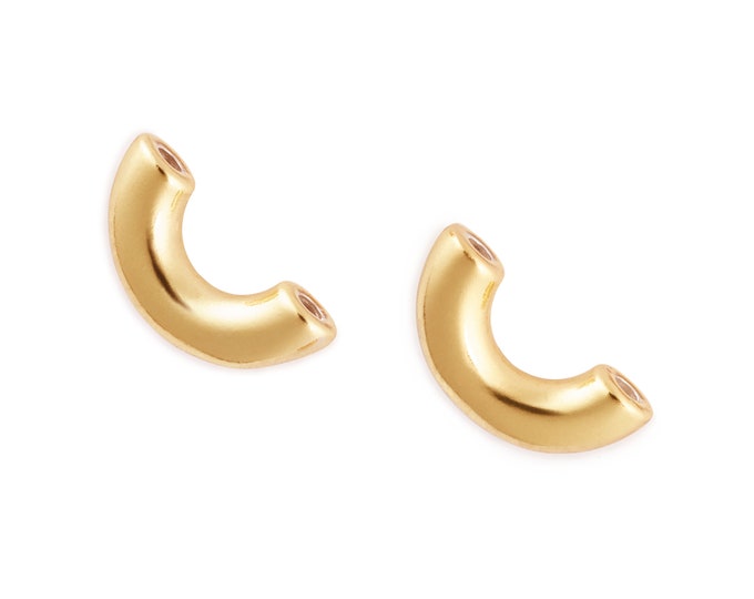 Gold Plated Macaroni Earrings, Foodie Gift