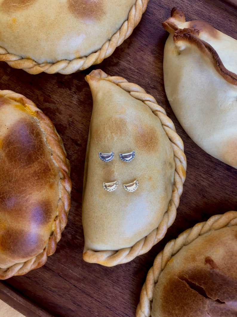 Empanada Post Earrings Sterling Silver by Delicacies Jewelry Every purchase donates to fight hunger. image 3