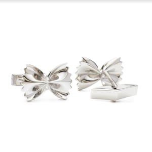 Farfalle Pasta Cufflinks – Sterling Silver Foodie Jewelry