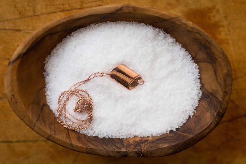 Canister Necklace, Rose Gold Plated, The Salty Collection, Inspired by Morton Salt every purchase fights hunger image 4