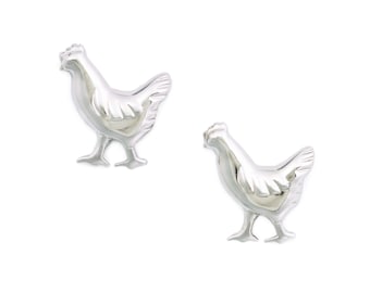 Chicken Earrings Silver by Delicacies Jewelry - every purchase helps fight hunger! foodie gift, food jewelry
