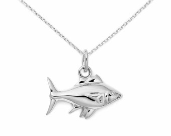 Fish Necklace Sterling Silver by Delicacies Jewelry - every purchase helps fight hunger! foodie gift, food jewelry