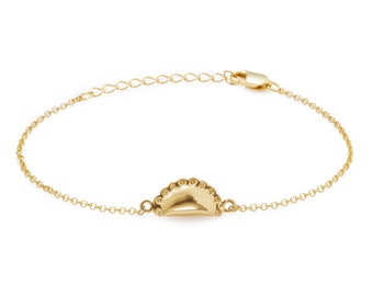Empanada Bracelet (Yellow Gold Plated) by Delicacies Jewelry - Every purchase donates to fight hunger.