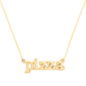 Pizza Necklace, Yellow Gold Plated, Delish Collection by Delicacies Jewelry, Every Purchase Helps Fight Hunger! Food Jewelry, Foodie Gift