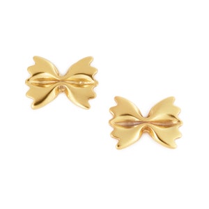 Farfalle Pasta Earrings, Yellow Gold Plated over Sterling Silver Delicacies Jewelry