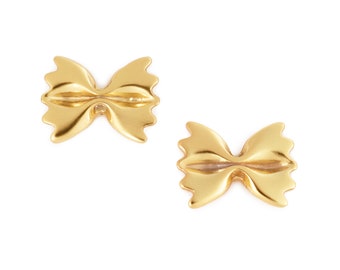 Farfalle Pasta Earrings, Yellow Gold Plated over Sterling Silver Delicacies Jewelry